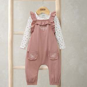 Mamas and Papas Embroidered Dungarees & Bodysuit Set - 2 Piece Set