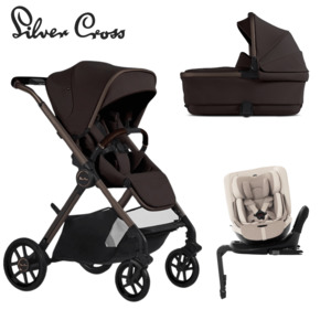 Silver Cross Reef 2 Stroller + Carrycot + Motion Car Seat Bundle - Ganache