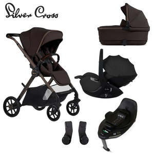 Silver Cross Reef 2 Stroller Bundle with Glide 360 Capsule & Base - Ganache