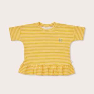 General: OLIVE AND THE CAPTAIN - DAFFODIL STRIPE BOXY FRILL TEE