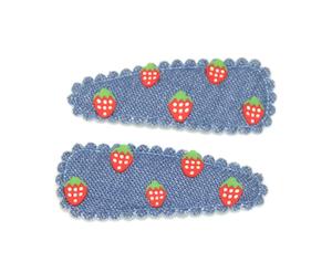 Goody Gumdrops: GOODY GUMDROPS STUCK ON STRAWBERRIES DENIM SNAPS Chambray
