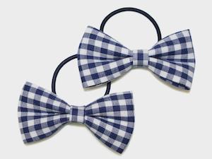 Goody Gumdrops: GOODY GUMDROPS- GINGHAM BOW PONYTAILS- NAVY