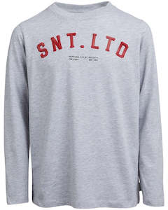 St Goliath: ST GOLIATH - DIAMOND LS TEE GRE MARLE/RED