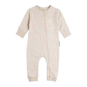Woolbabe: WOOLBABE PYJAMA SUIT -Dune Stripe