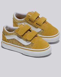 Vans Footwear: VANS - TODDLER OLD SKOOL V GLITTER CHAMPAGNE GOLD