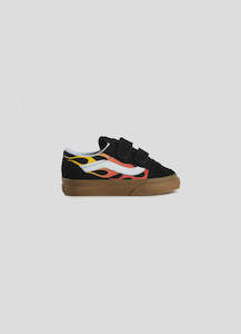 Vans Footwear: VANS - TODDLER OLD SKOOL V FLAME BLACK/GUM