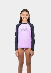 Girls Tee Shirts: SANTA CRUZ  Rash Shirt - Strip Bloom - Pale Pink