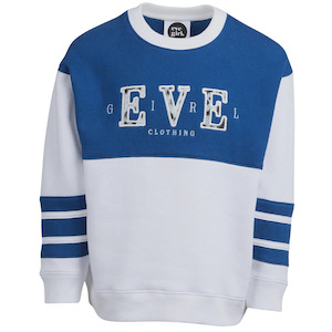 Sale: EVE GIRL - RILEY CONTRAST CREW NAVY/WHITE