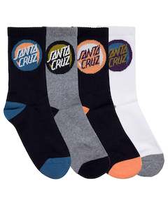 All Boys: SANTA CRUZ - BOLD SHADOW DOT CREW SOCK 4PACK BLACK WHITE GMARLE