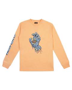 Boys Tee Shirts: SANTA CRUZ - DECAYING HAND CENTRE STRIP LS TEE ORANGE