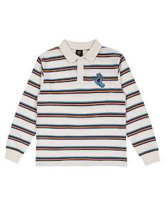 Boys Tee Shirts: SANTA CRUZ - HORIZON LS POLO TEE CREAM STRIPE