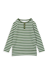 MILKY KIDS - GREEN STRIPE HENLEY