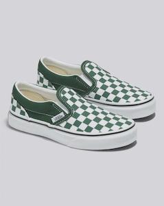 Vans Footwear: VANS Classic Slip-On Color Theory Checkerboard Mountain View - Green