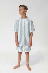 GOOD GOODS - WOLFIE PJ'S STEEL/CREAM STRIPE
