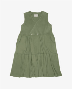 THE GIRL CLUB CROSSOVER PLAY DRESS MOSS GREEN RIB