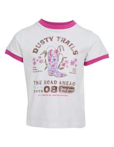 EVE GIRL - COWGIRL RINGER TEE VINTAGE WHITE