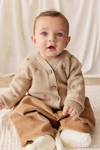 All Baby: JAMIE KAY - EASTON CARDIGAN FOREST ACORNS CASHEW MARLE