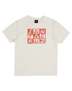Santa Cruz 1: SANTA CRUZ - CHECKER BLOCK FRONT SHORT SLEEVE TEE CREAM