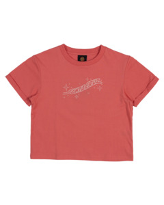 SANTA CRUZ - WINGED MOON STRIP CENTRE SHORT SLEEVE CR ROSE