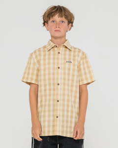 RUSTY - DATSUN CHECK SHORT SLEEVE SHIRT LIGHT KHAKI