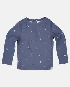 TOSHI Swim Kids Rashie Long Sleeve Half Zip Classic - Big Blue