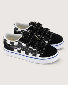 VANS - TODDLER OLD SKOOL V LOGO CHECK BLK/WHT