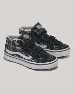 Vans Footwear: VANS - KIDS SK8 MID REISSUE V GLOW SKELETONS BLK/WHT