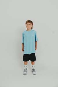 Crate: CRATE - SCRIPTED BOX FIT T-SHIRT LIGHT BLUE