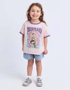 EVE GIRL - MERMAID RINGER TEE PALE PINK