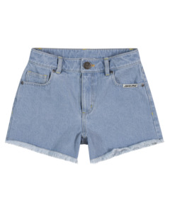 All Girls: SANTA CRUZ - MFG RETRO DOT JEAN SHORTS LIGHT WASHED INDIGO