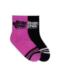 SANTA CRUZ - GROOVY STACK MID SOCK 2 PACK BLACK PINK