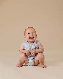 All Baby: OLIVE AND THE CAPTAIN - PEACHES BUBBLE ROMPER