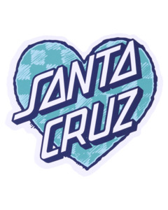 SANTA CRUZ - CHECKER HEART DOT STICKER AQUA