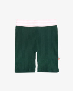 The Girl Club: THE GIRL CLUB STRETCH SHORTS DEEP GREEN RIB