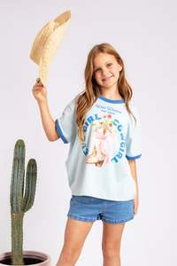 EVE GIRL - RODEO RINGER TEE BLUE