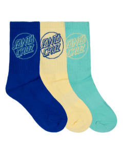 SANTA CRUZ - OPUS DOT CREW SOCK 3 PACK COBALT BUTTER TEAL