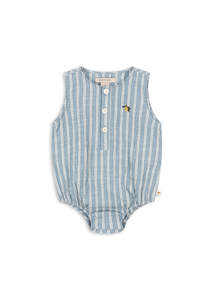 KONGES SLØJD - ELLIOT ROMPER GOTS TRIO BLEU STRIPE