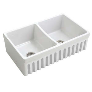 Laundry Sink Butler: Veneto 830 Butler Sink | Gloss White | Fluted Edge