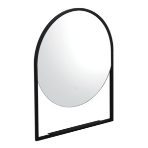 Mirror Cabinet Bathroom Mirror: Frame 600 Round LED Mirror with Shelf | Black