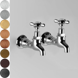 Low Uneven Pressure Wall Mounted Basin Taps: Astra Walker Olde English Bib Tap Set