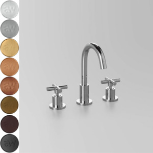 Low Uneven Pressure Bench Mounted Basin Taps: Astra Walker Icon + Gooseneck Basin Set