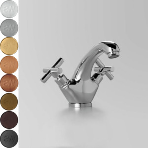 Low Uneven Pressure Bench Mounted Basin Taps: Astra Walker Icon + Basin Mixer