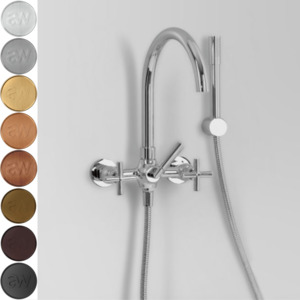 Astra Walker Icon + Wall Mounted Bath Mixer with Single Function Hand Shower