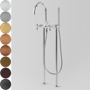 Astra Walker Icon + Floor Mounted Bath Mixer with Single Function Hand Shower