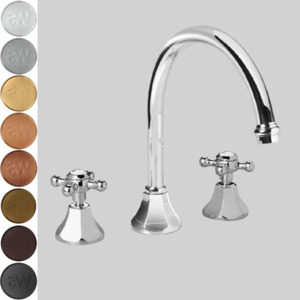 Low Uneven Pressure Bath Taps: Astra Walker Classic Gooseneck Hob Set