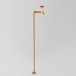 Outdoor: Astra Walker Eden Floor Mounted Pillar Tap | Red Handle