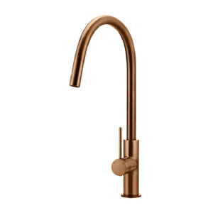 Modern Kitchen Taps: Meir Round Piccola Pull Out Kitchen Mixer | Lustre Bronze