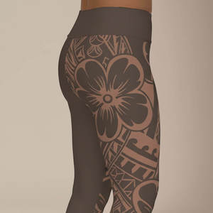 In Stock: IslandPlus - 2XL to 6XL Leggings - Bloom Mocha Mousse - AU/NZ/USA
