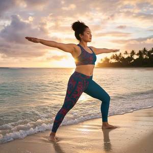 IslandPlus - 2XL to 6XL Leggings - Bloom Winterberry Blue - AU/NZ/USA