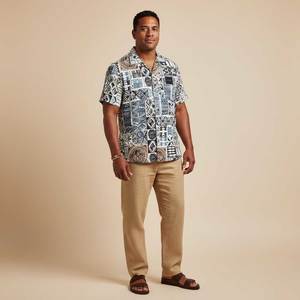 Tees: KoaTech™ - Hawaiian Button-Down Shirt - Elei Steel - AU/NZ/USA
